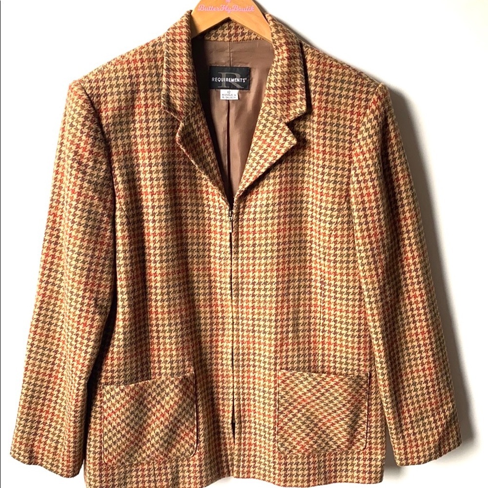 Vintage Requirements Houndstooth Blazer, Size‎ 12